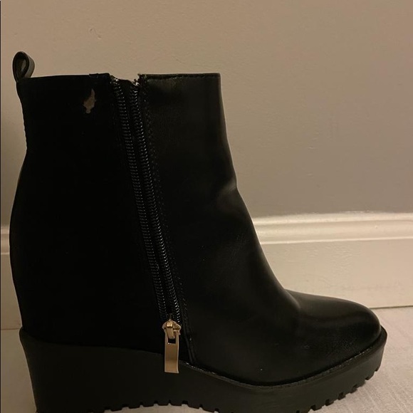 Black Leather +Suede Platform Ankle Boots from UK 🇬🇧 - Picture 9 of 15